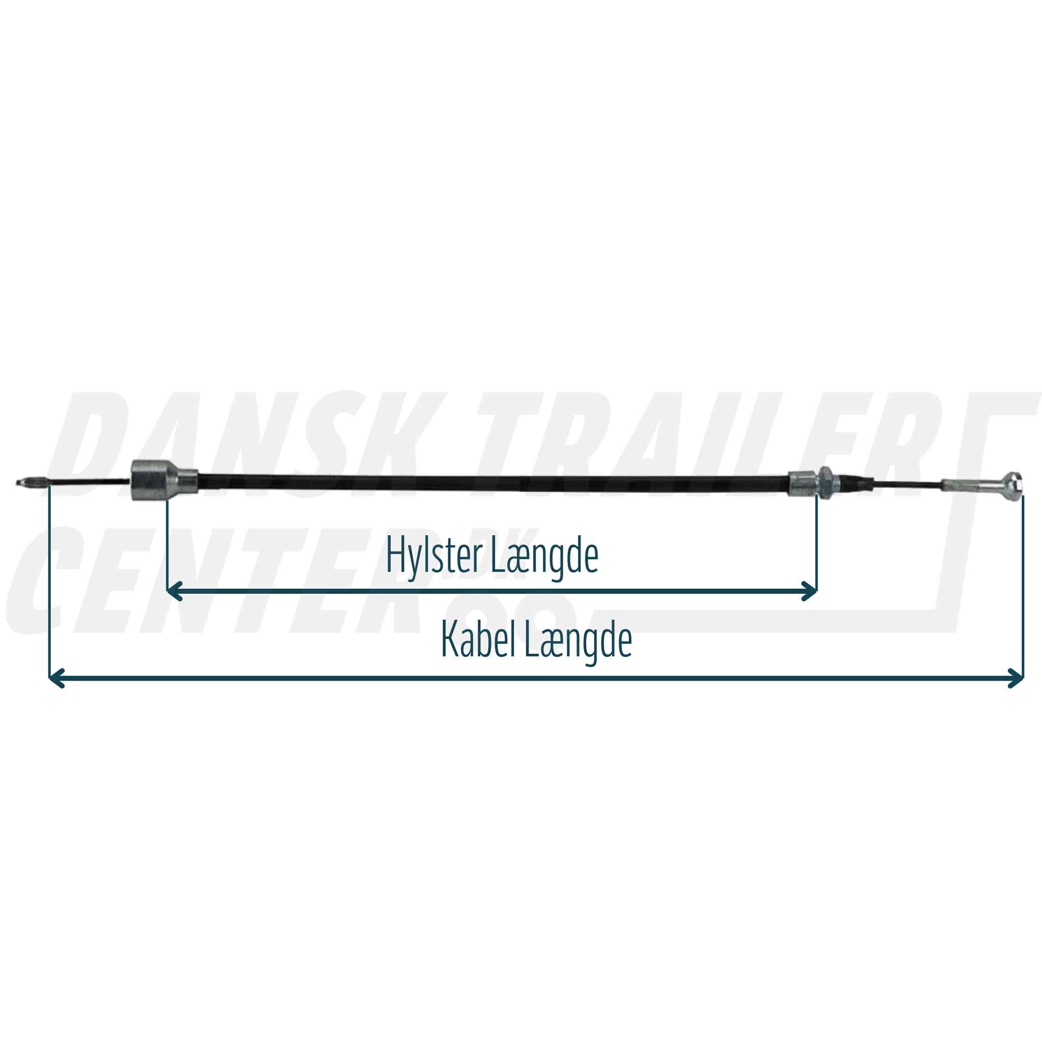 DTC-00111 Trailer Knott Bremsekabel Longlife Klokketilslutning Nippeltilslutning 1230/1420 980202.14 Dansk Trailer Center